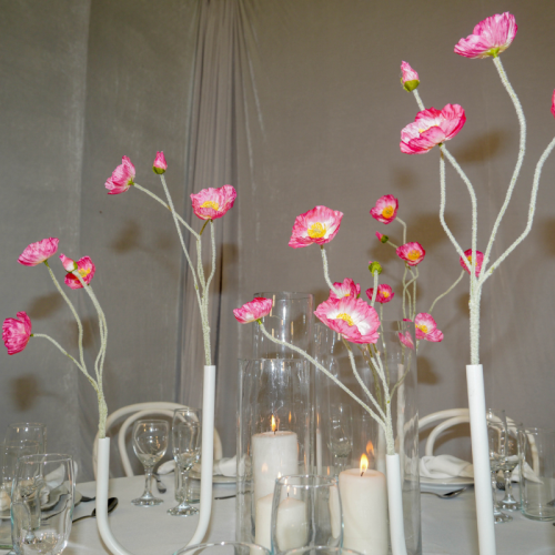 close up fake pink poppies