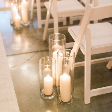 candles down a wedding aisle