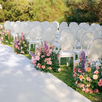 pink and purples floral wedding arrangements