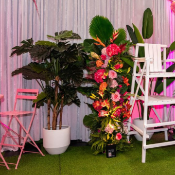 tropical themed party with greenery