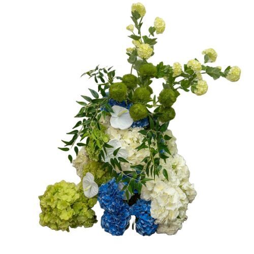 Blue & Green Floral Pillar