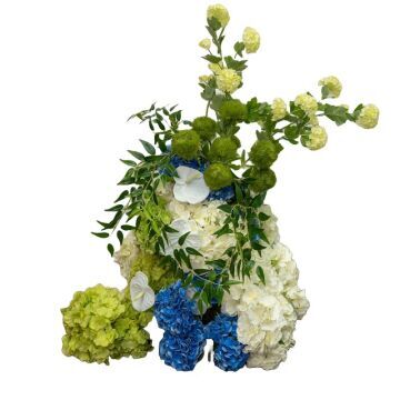 Blue & Green Floral Pillar