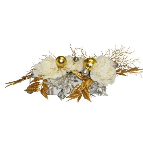 Silver & Gold Long Christmas Centrepiece