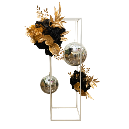 Black & Gold Disco Centrepiece Tall