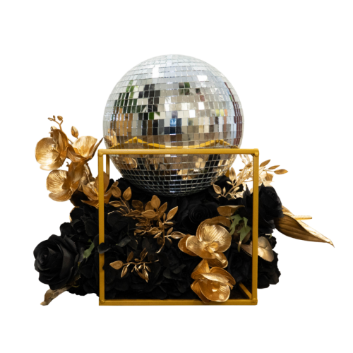 Black & Gold Disco Centrepiece Cube