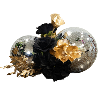 Black & Gold Disco Centrepiece Small