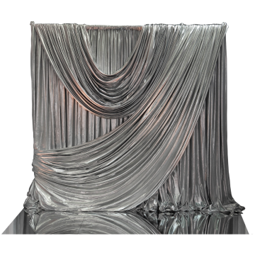 draped metallic silver