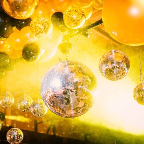 yellow light mirrorball ballons