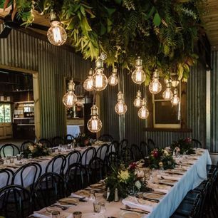 pendant lights over resturant