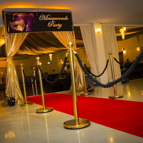 masquerade party red carpet