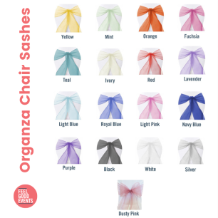 organza chair sashes colour palette