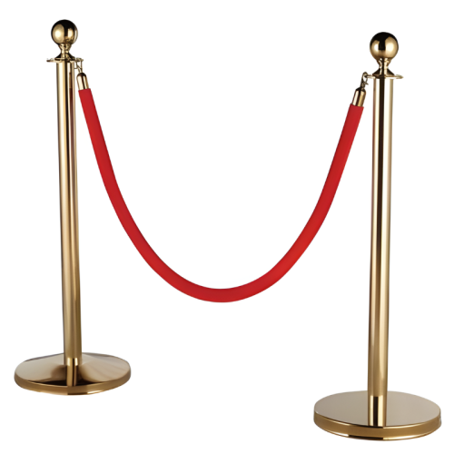 gold bollards red velvet rope