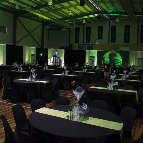 black round table cloths in venue