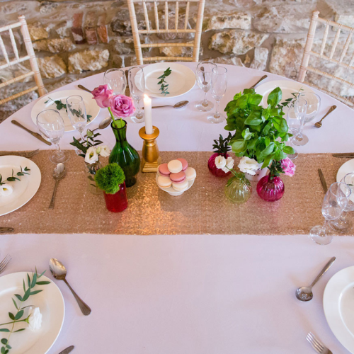 gold sequin table runner dinner party