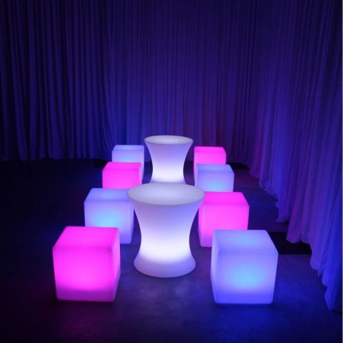 pink and purple glowing illuminated furniture