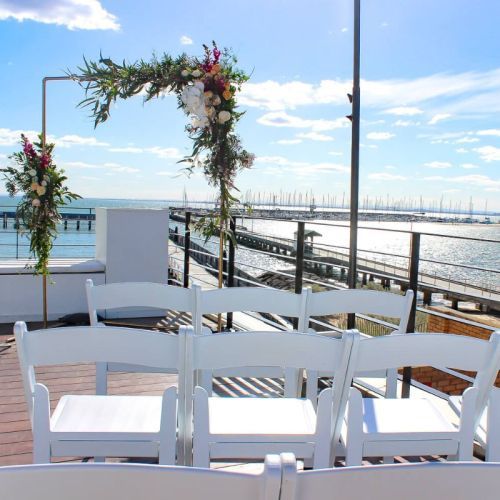 wedding ceremony on pier