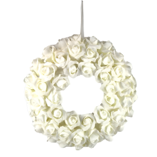 white rose wreath 
