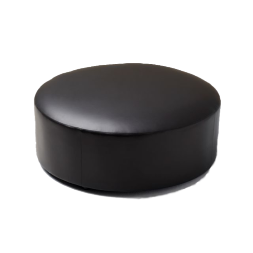 black round leather ottoman