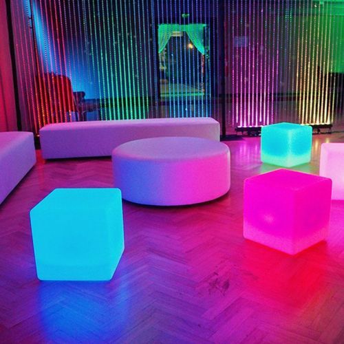 white round ottoman illuminated furniture