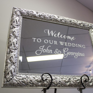 silver wedding entrance mirror