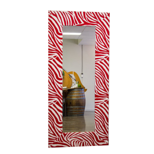 red and white zebra mirror