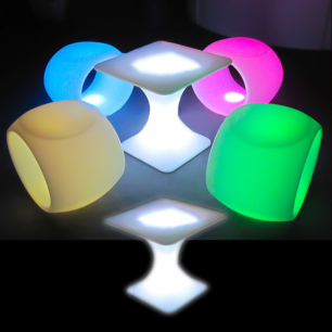 square top illuminated coffee table LED