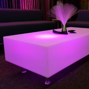 close up purple illuminated LED furniture