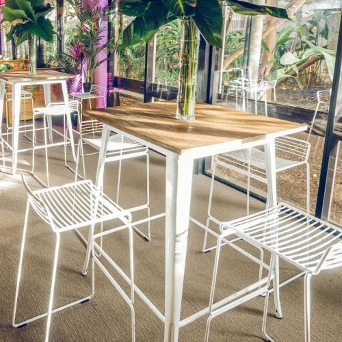 White wired stools at melbourne zoo