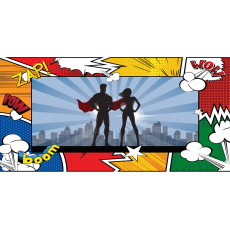 Themed Backdrops Large - Super Hero Male and Female Caped
