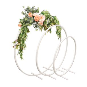 white flower hoop stand 